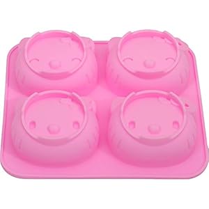 Clazkit YH-607 4 Cavity Soap Making Silicone Mould,Red