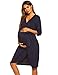 Ekouaer Maternity Nursing Robe,Delivery Nightgowns Hospital Breastfeeding Gown (Navy, Large)