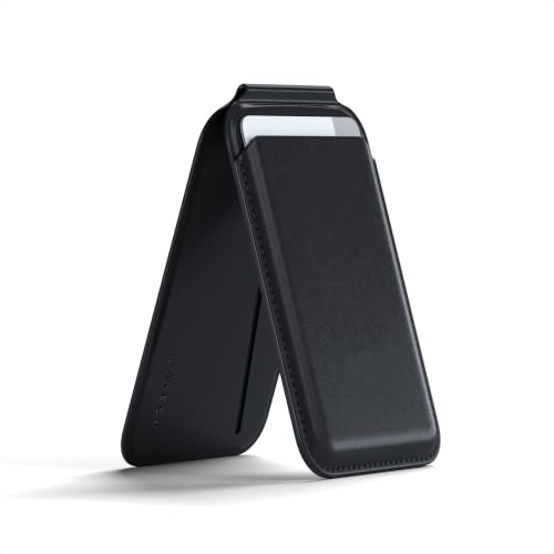 Satechi Magnetic Magsafe Wallet, Double Flap Stand Card Holder, 4 Slots with Front NFC Pass-Through, Adjustable Phone Attachment for iPhone 17/16/15/14/13/12, Travel Accessory