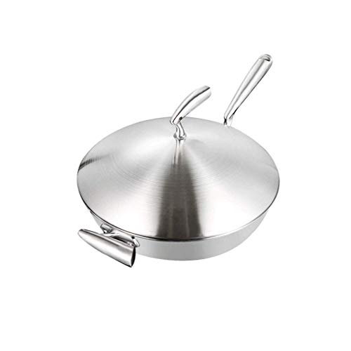 XLEVE Stainless Steel Wok，HardAnodized Aluminum Wok with lid, Nonstick