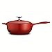 Tramontina Bestow Enameled Cast Iron Saucier Pan with Lid, 3-quart, Red
