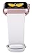 JSGJMY Compatible with Apple Watch Band 38mm 40mm 42mm 44mm Women Men Genuine Leather Replacement Strap for iWatch Series SE 6 5 4 3 2 1(White with Rose Pink Clasp,42mm/44mm M/L)