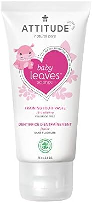 ATTITUDE Baby & Child Fluoride-Free Training Toothpaste, Natural, Safe & EWG Top Scoring, Strawberry, 
