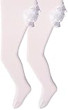 trimfit Little Girls' Sheer Ribbon Rhumba Tights 2-Pack, White/White, 18-24 Months