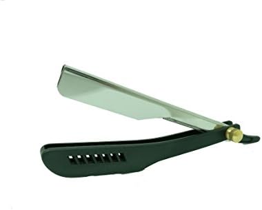 Barber Straight Edge Plastic Razor Slide out Design for Changeable Blades. 3 Colors Red Black Blue (Black)