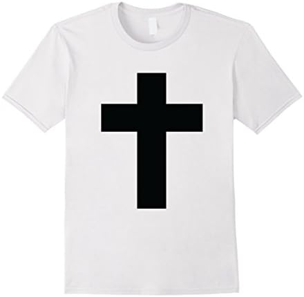Mens Cross of Christ Jesus T-Shirt Large White