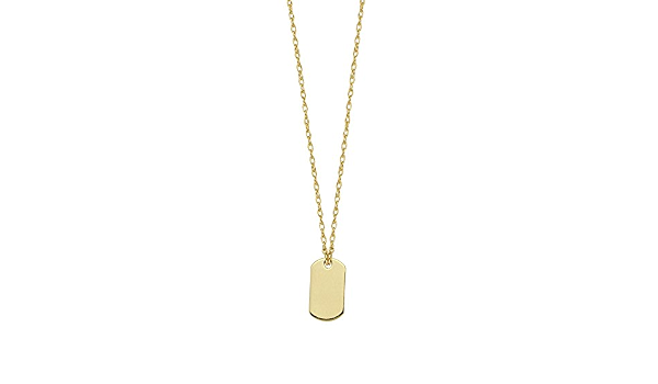 14k Yellow Gold Dog Tag Necklace 