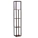 Brightech - Maxwell Shelf Floor Lamp - Modern Mood Lighting for your Living Room and Bedroom - Shade Diffused Light Source with Open-Box Shelves - Walnut Brown