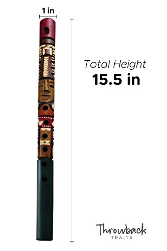 image for Throwback Traits Bamboo Wood Flute Instrument and Recorder, Handmade. 