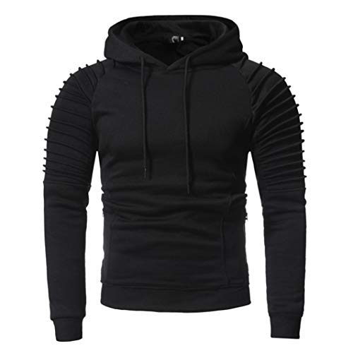 iDWZATOP Menâ€˜s Long Sleeve Autumn Winter Casual Sweatshirt Hoodies Top Blouse Tracksuits(Black,US M/CN L)
