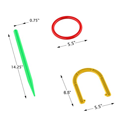 Hey!Play! 2-in-1 Horseshoe and Ring Toss â€“ Outdoor Combo Two-Player Skill Game Set for Kids and Beginners â€“ Picnic, Cookout, Beach and Backyard