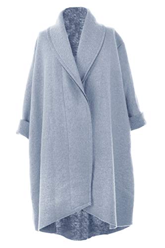 [- TEXTURE Ladies Women Italian Lagenlook Boiled Wool Draped Collar 2 Pocket Oversized Coat Jacket 