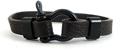 Streetsoul Bracelet Steel Shackle Pin Screw Brown Leather Band For Men's