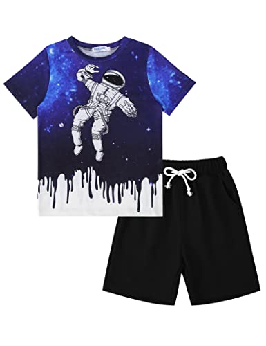GERU Boy Shorts Sets Hawaiian Outfit Kid Leaves Floral Short Sleeve Shirt Top+shorts Suits at Amazon