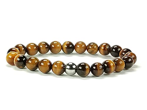 ZILALI Crystal Gemstone Beaded Bracelet, Natural 8mm Stone Bracelet for Women or Men Reiki Chakra Crystal Healing Bracelet for Gift Natural AA Quality Golden Tiger Eye