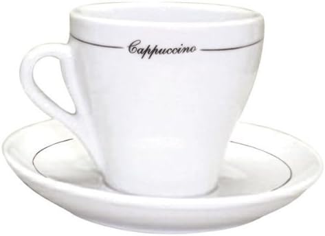 Pear Shaped Cappuccino Cup and Saucer with Black line - Set of 6
