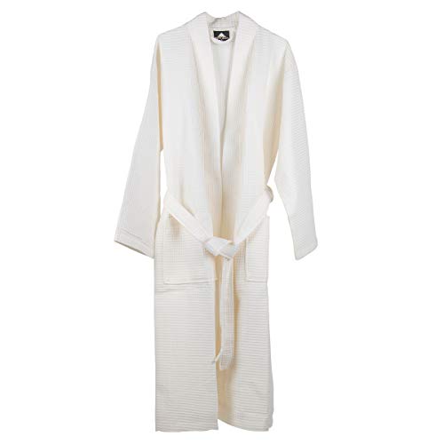 BAGNO MILANO Mens WaffleKnit Bathrobe Lightweight Hotel Spa Robe, Made in Turkey (Small