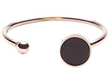 Happiness Boutique Open Ring with Circle and Metal Ball | Cuff Ring in Black and Rose Gold