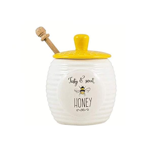 English-Tableware-Co-Bee-Happy-Stoneware-Honey-Pot-with-Wooden-Dipper English Tableware Co. Bee Happy Stoneware Honey Pot with Wooden Dipper