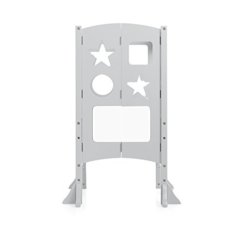 image for Guidecraft Classic Kitchen Helper Stool - Gray W/Keeper and Non-Slip M