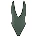 Dixperfect Women's Sexy Deep V-Neck One Piece Bathing Suit Plunge Side Scoop Swimsuit Monokini (M, Olive)
