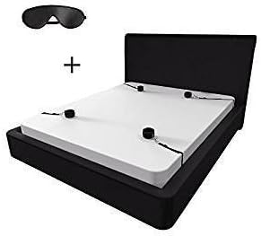 Under Bed Restraint System Kit, Medical Grade Velcro Adjustable Soft Wrist and Ankle Cuffs. Bonus Eye Mask Included!