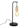 B.K.Licht I Tafellamp I retro lamp voor binnen I zwart en hout I industrieel I metaalen bedlamp I netstroom I aan/uit…