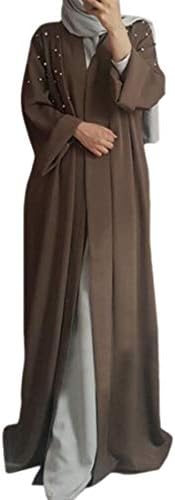 WSPLYSPJY Womens Abaya Nail Bead Muslim Maxi Robe Waistband Saudi Arabia Cardigans