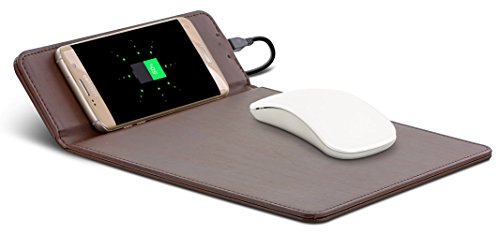 Aduro iPhone X / 8 / 8 Plus Wireless Charging and Mouse Pad for Qi Enabled Devices Samsung S8 / S7 / Note 8 / 5 / S6 and More (Brown)