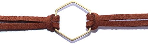 Women's Double Hexagon Necklace, 18” or Choker Leather Cord Honeycomb Geometric Minimal