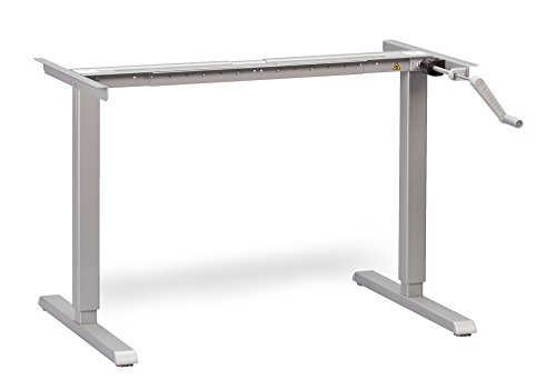 MultiTable Hand Crank Height Adjustable Standing Desk Base - Frame Only - Silver (Table Top Not Included)