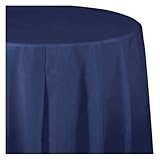 Creative Converting Octy-Round Plastic Table Cover, 82-Inch, Navy