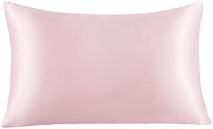 Natural Silk Pillowcase for Hair &amp; Skin with Hidden Zipper 19 Momme 100% Pure Mulberry Silk Charmeuse Vividmoo, queen size light pink