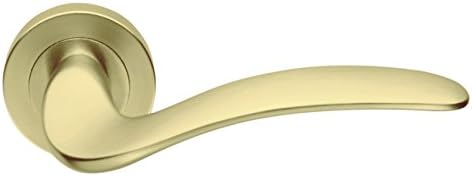 Farfalla Lever On Round Rose Door Handles in Polished Brass