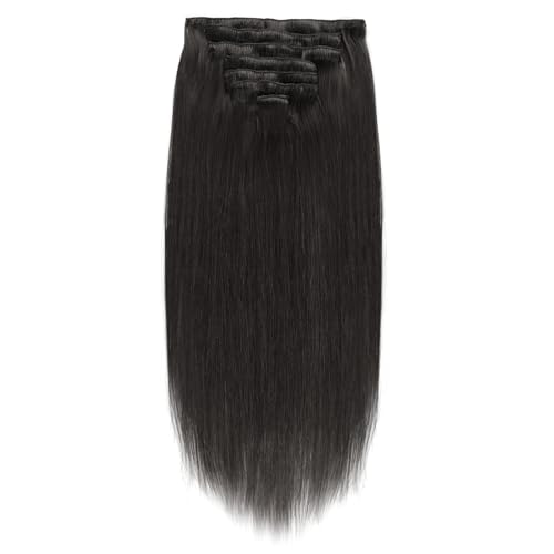 Yuniffe Clip in Hair Extensions Human Hair 120g 14 Inch 7pcs Natural Black Clip in Remy Human Hair Extensions Straight Hair Extensions Clip ins Double Weft #1B