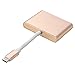ONCHOICE USB-C Hub Digital AV Multiport Adapter USB3.1 Type-C to 1 HDMI 1 USB 3.0 port PD hubs 1 charging power delivery port Aluminum Housing for 12inch Apple New MacBook gold