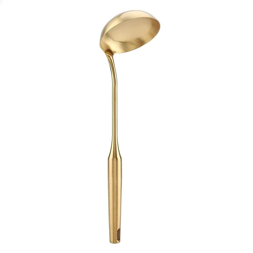 Aramox Stainless Steel Ladle Spoon, Gold, 33cm, Kitchen Turner Cooking Utensil Tool