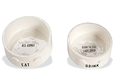 Ceramic Dog Bowl Set, Eat 3 1/2" x 8" Diameter, Drink 3" x 7" Diameter. - Thumbnail 2