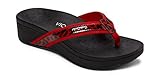 Vionic Women's Pacific High Tide Toepost Sandals - Ladies Mid Heel Flip Flops with Concealed Orthotic Support - Red Leopard 9M