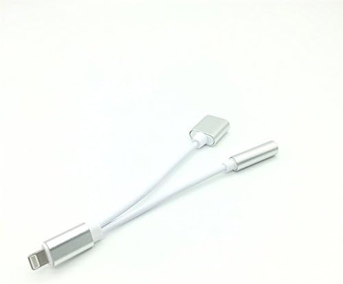 2 in 1 Lightning Adapter and Charger,Lightning to 3.5mm Aux Headphone Jack Audio,Adapter for iphone X/ 8/ 8 plus/ 7 plus,iphone 7 / 7 Plus / 8 / 8 Plus / X adapter-Silver