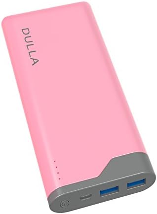 Quick Charge Portable Power Bank, DULLA 10000mAh QC 3.0 External Battery Charger Slim Design with 2 USB Ports for iPhone, iPad, Galaxy and More (pink)
