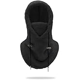 Sherpa Hood, Winter Balaclava Ski Mask Wind-Resistant Winter Face Mask Hat Cap Scarf Skiing Riding (Black