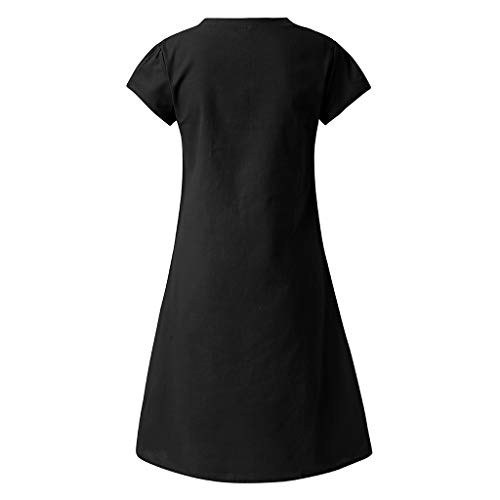 Sunmoot Casual Linen Loose Plain Simple Dress for Women, Plain Simple Solid V-Neck Plus Size Midi Dress - Thumbnail 2
