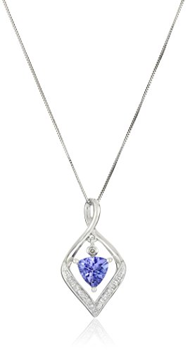 14k white gold, tanzanite, and diamond pendant necklace…