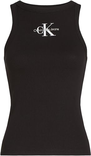 Donna Canotta Monologo Rib Skinny Fit, Nero (CK Black), XS