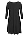 LL WDR930 Womens Round Neck 3/4 Sleeves Trapeze Dress with Pockets L BLACK