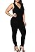 Fixmatti Women Fashion 1pc Low V Sleeveless Pant Set Romper Outfit Black S