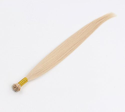 OrderWigsOnline Nano Ring Hair Extensions Hair on Wire 100% Virgin Remy Brazilian Human Hair 18Inch Straight Hair 50 Strands/Bag 0.75g/Strand #60 Platinum Blonde Wire Tip Hair