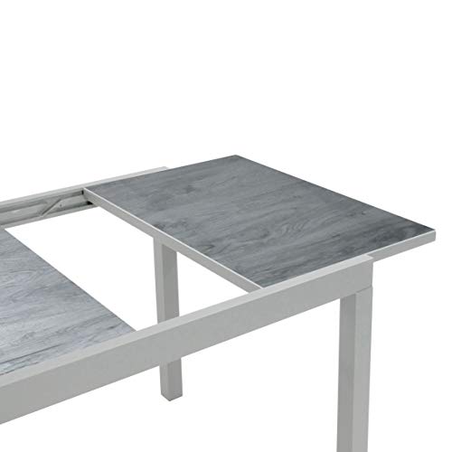 greemotion Ausziehtisch Monza, Glastischplatte, Keramiklook, 160/240 x 75 x 90cm, Silber / Grau – Bild 6