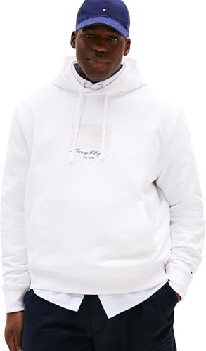 Tommy Hilfiger Sweat à Capuche Homme Ithaca avec Capuche, Blanc (White), 4XL